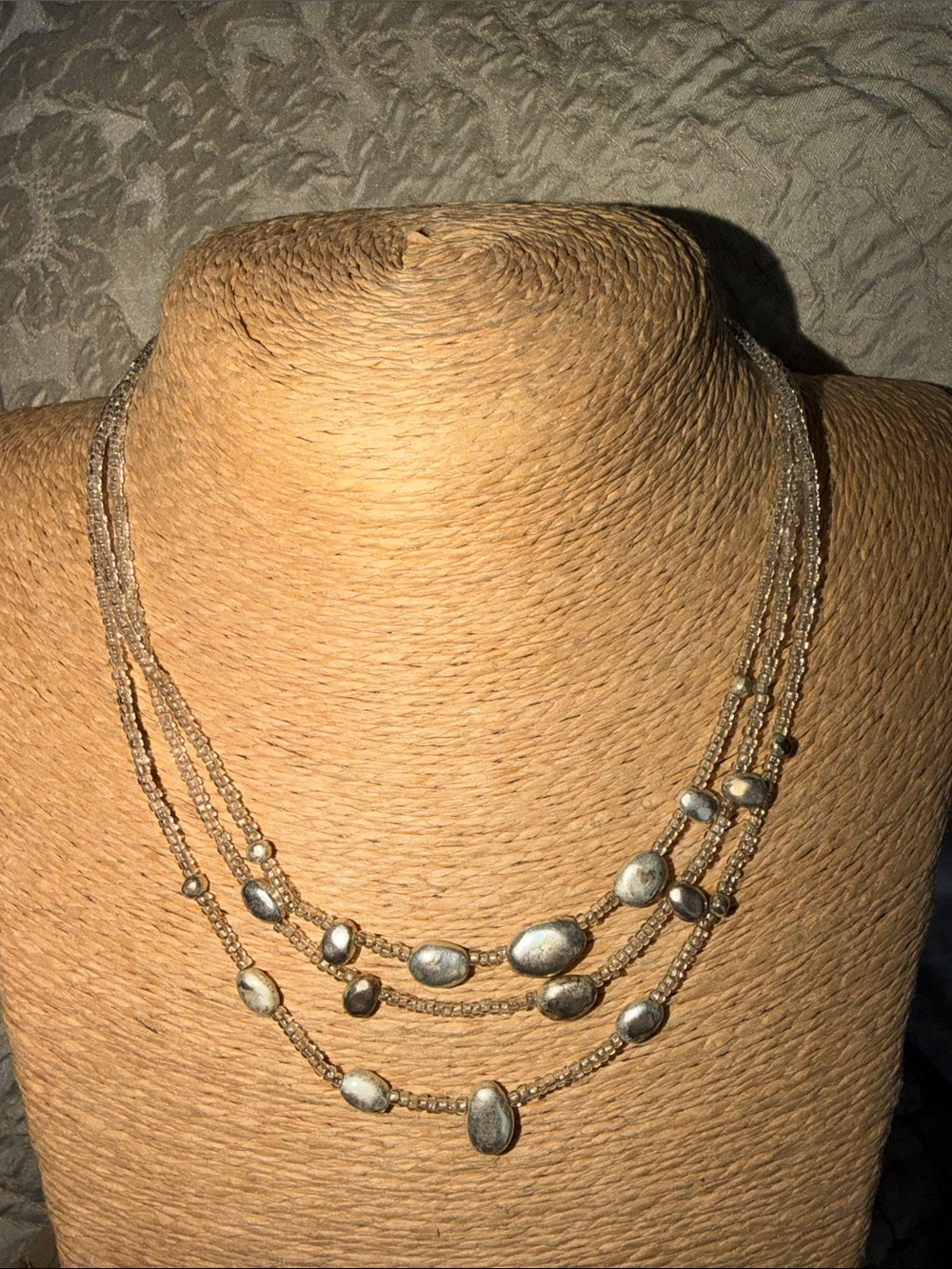 Artisan Silver-Tone Multi Strand Beaded Necklace